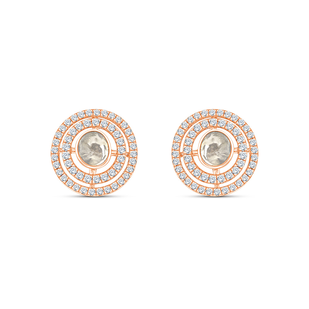 Polki Double Halo Stud Earrings