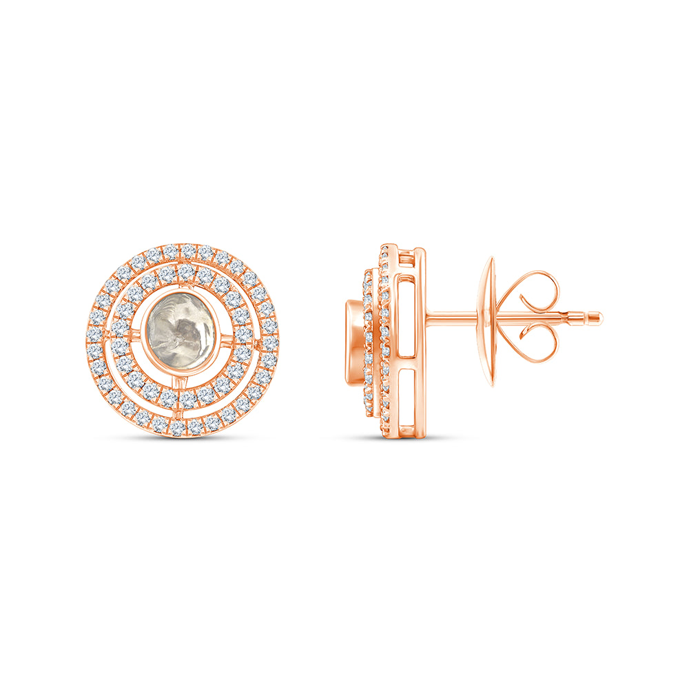 Polki Double Halo Stud Earrings