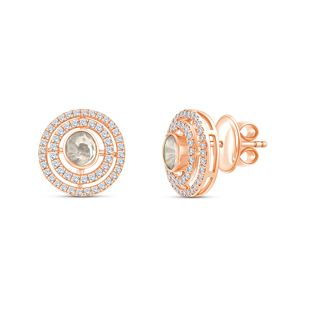 Polki Double Halo Stud Earrings