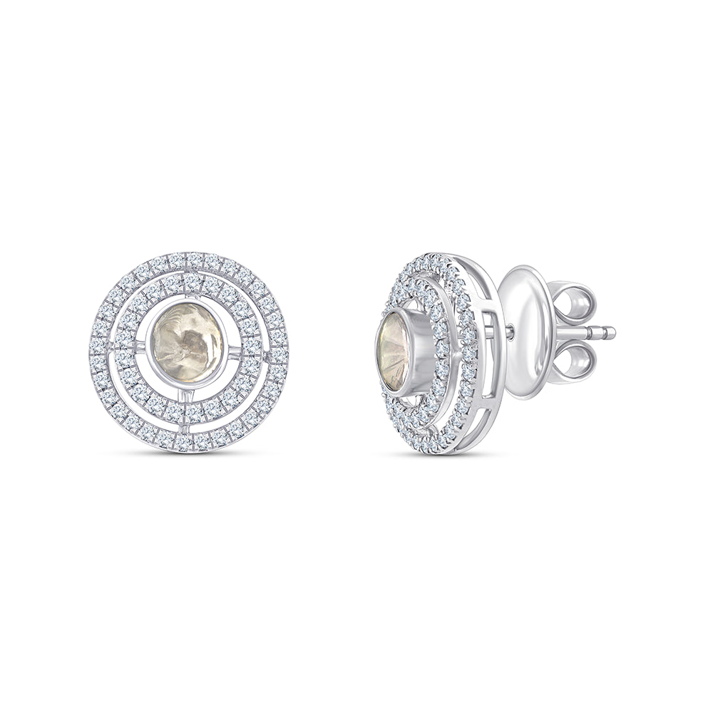 Polki Double Halo Stud Earrings