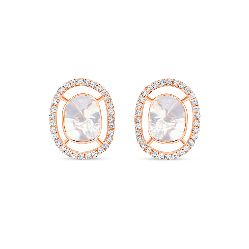 Polki Oval Frame Stud Earrings