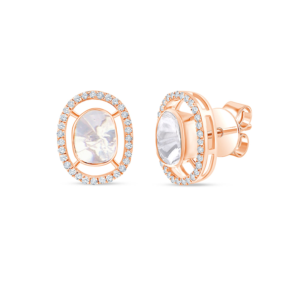 Polki Oval Frame Stud Earrings
