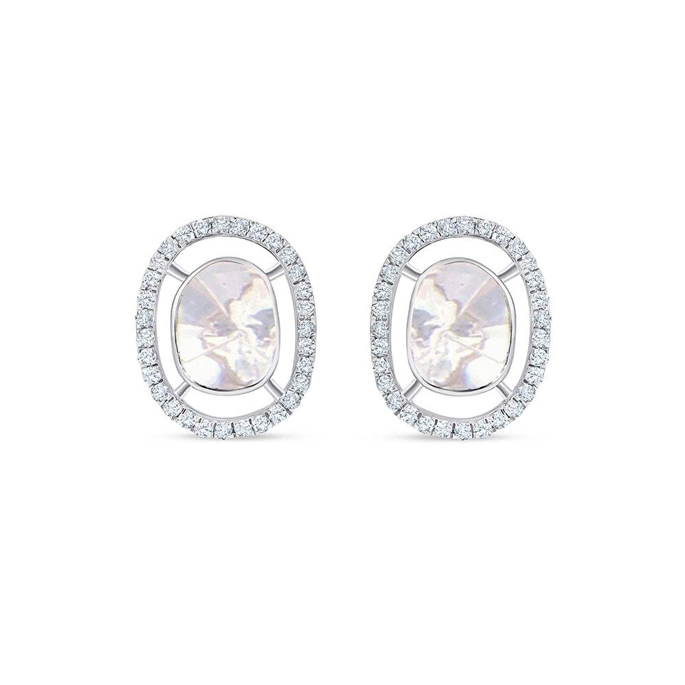 Polki Oval Frame Stud Earrings