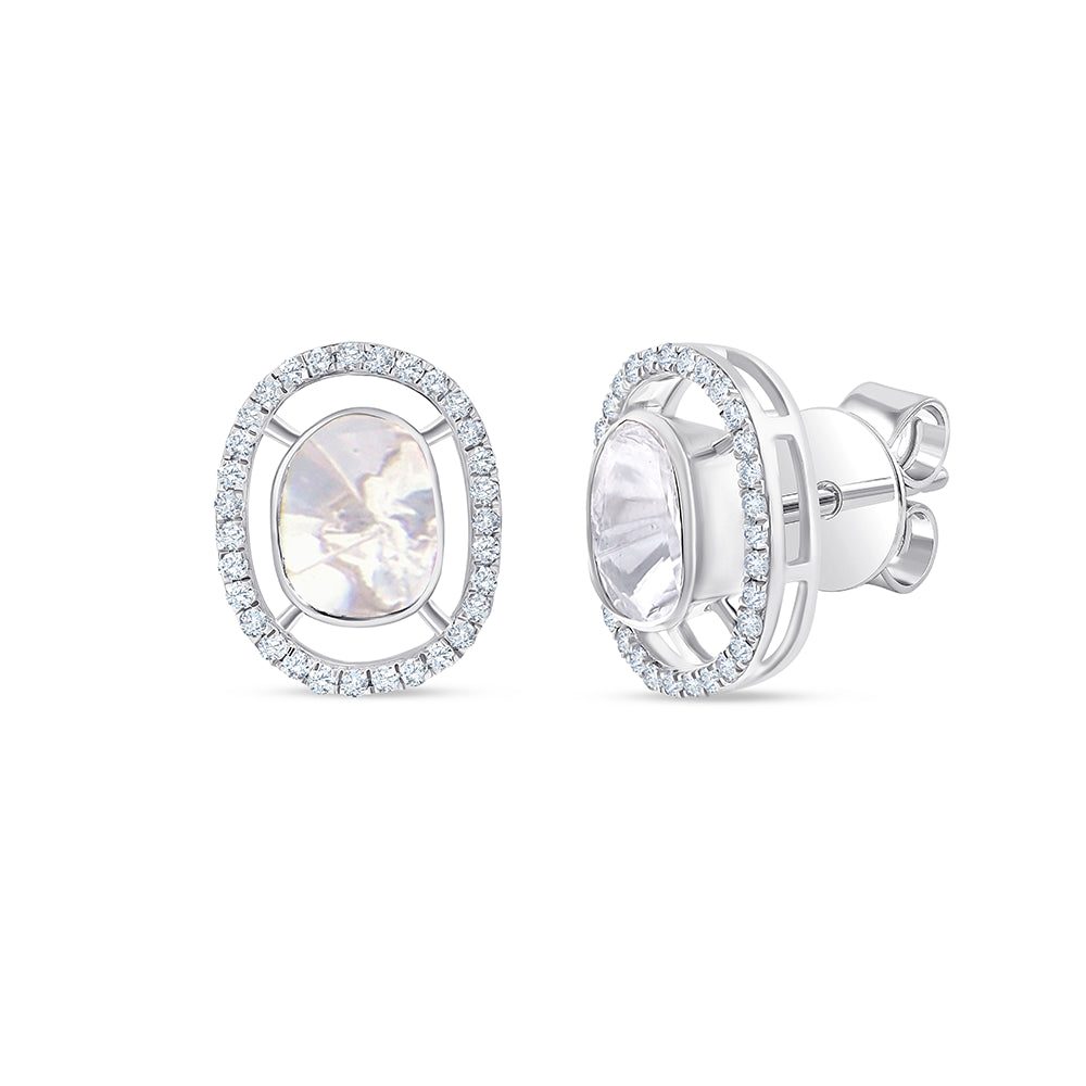 Polki Oval Frame Stud Earrings