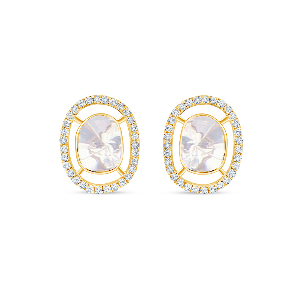 Polki Oval Frame Stud Earrings