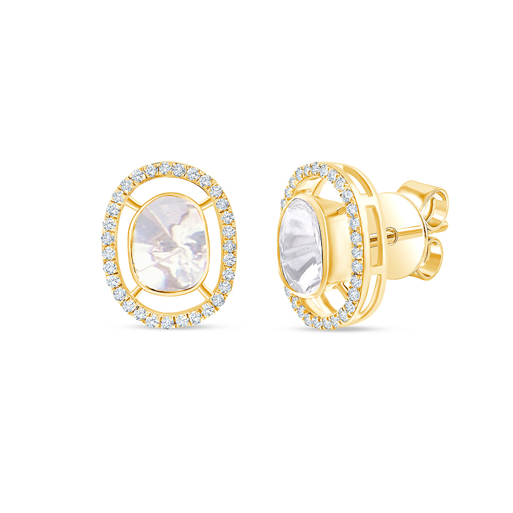 Polki Oval Frame Stud Earrings