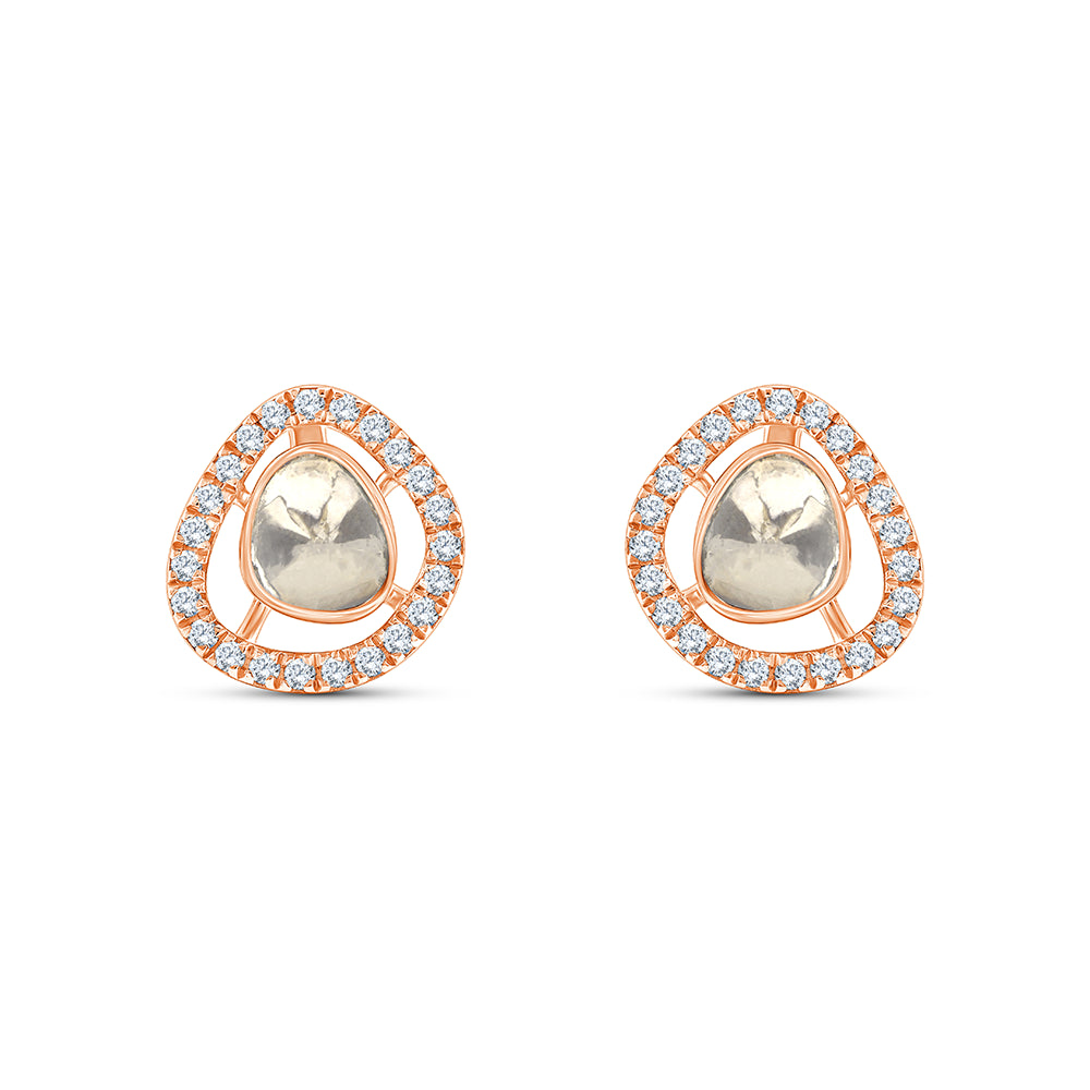 Polki Halo Stud Earrings