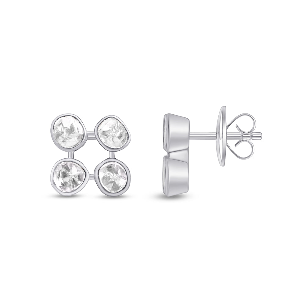 Polki Clover Stud Earrings