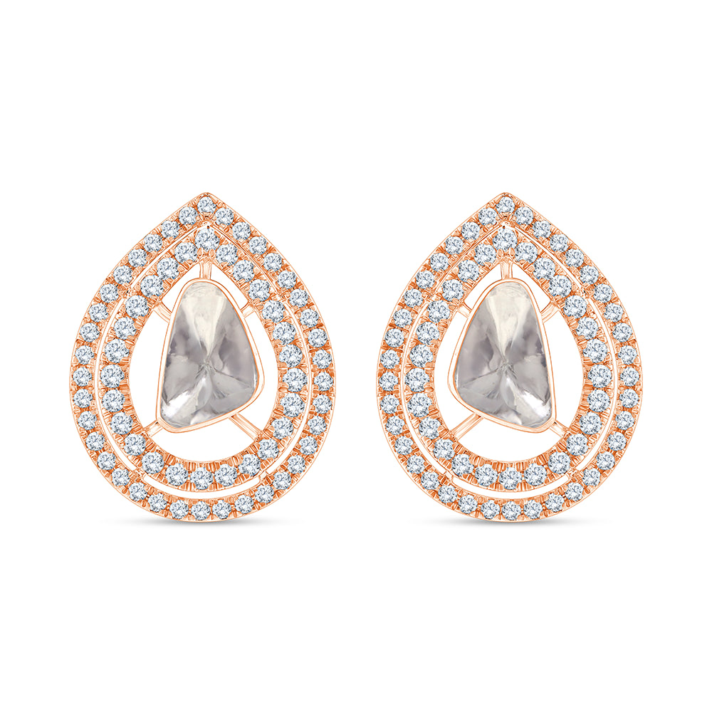 Polki Double Halo Stud Earrings