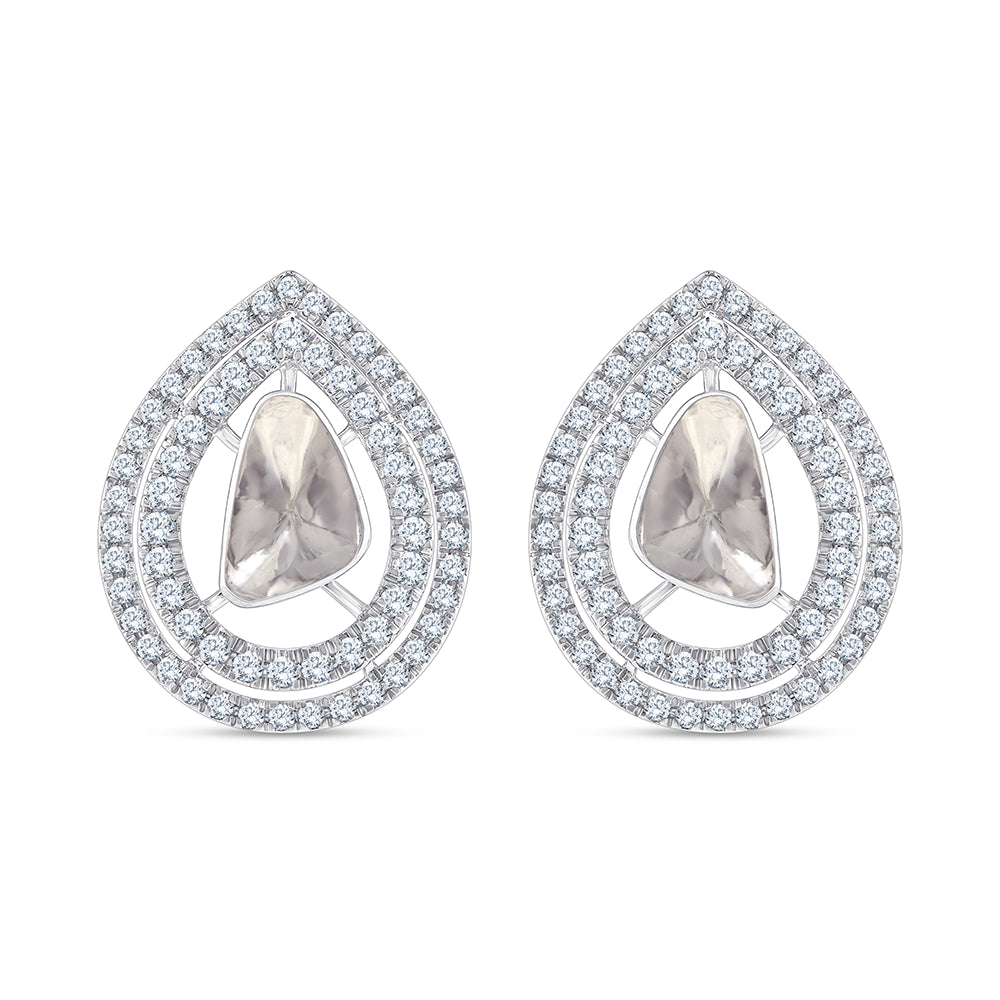 Polki Double Halo Stud Earrings