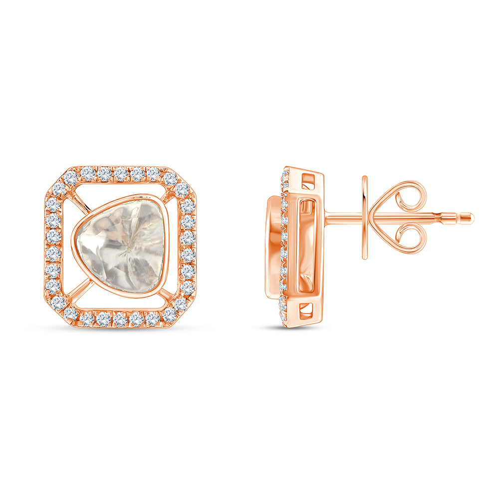 Polki Cushion Frame Stud Earrings