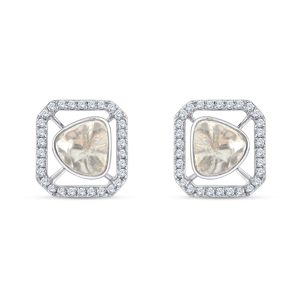 Polki Cushion Frame Stud Earrings