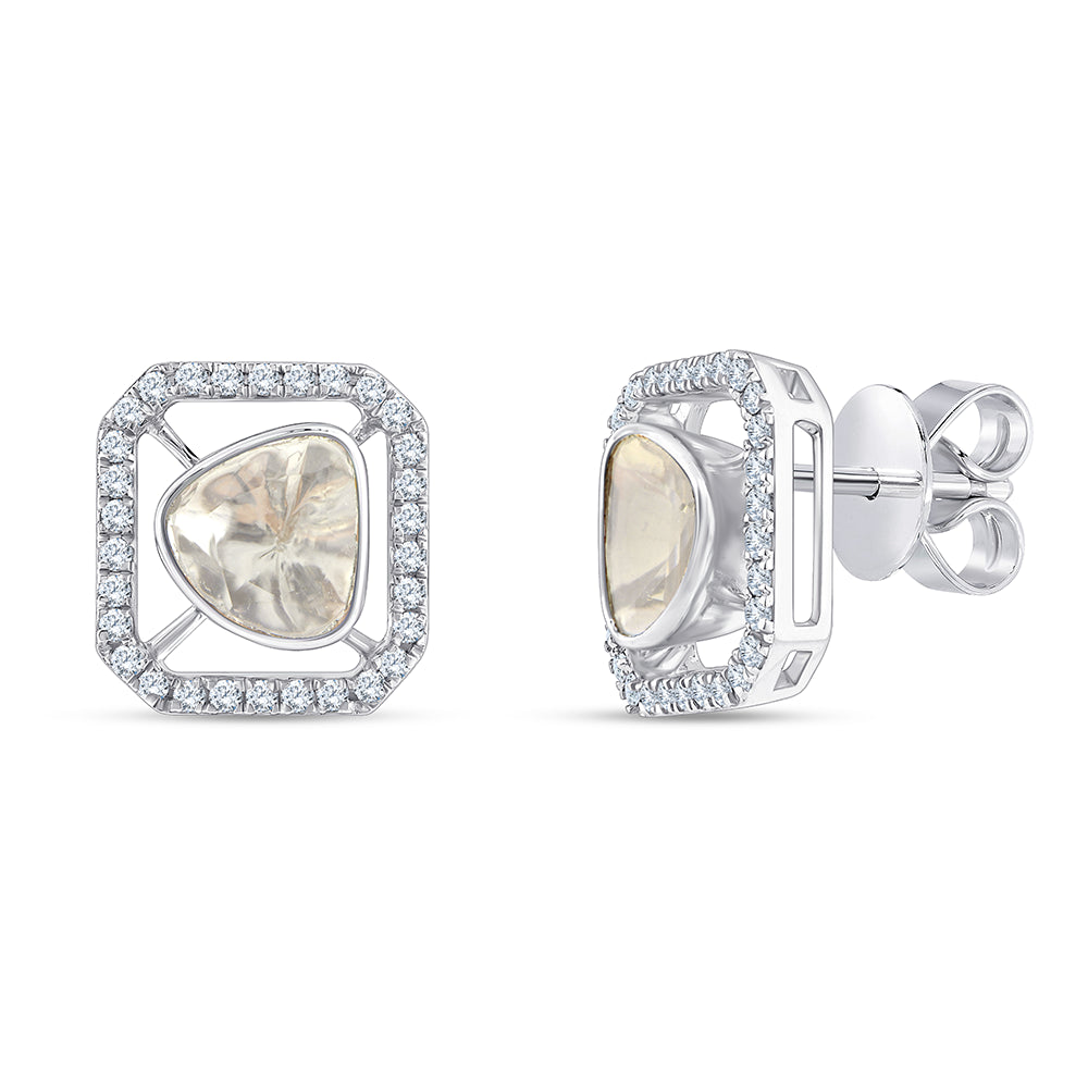 Polki Cushion Frame Stud Earrings