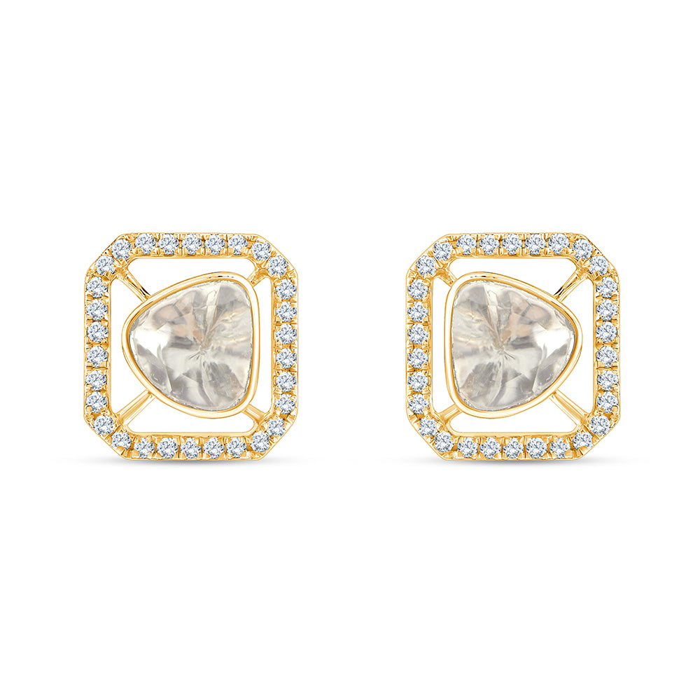 Polki Cushion Frame Stud Earrings
