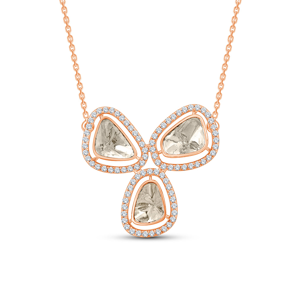 Polki Trio Halo Pendant