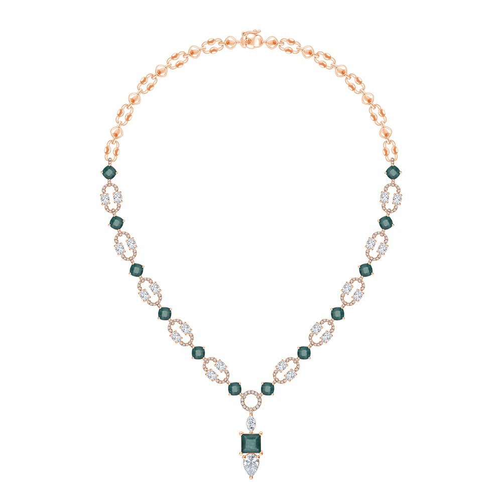 Princess Cut Semi Precious Stone Necklace