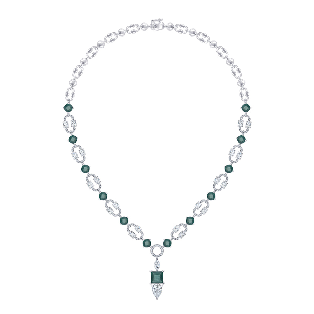 Princess Cut Semi Precious Stone Necklace