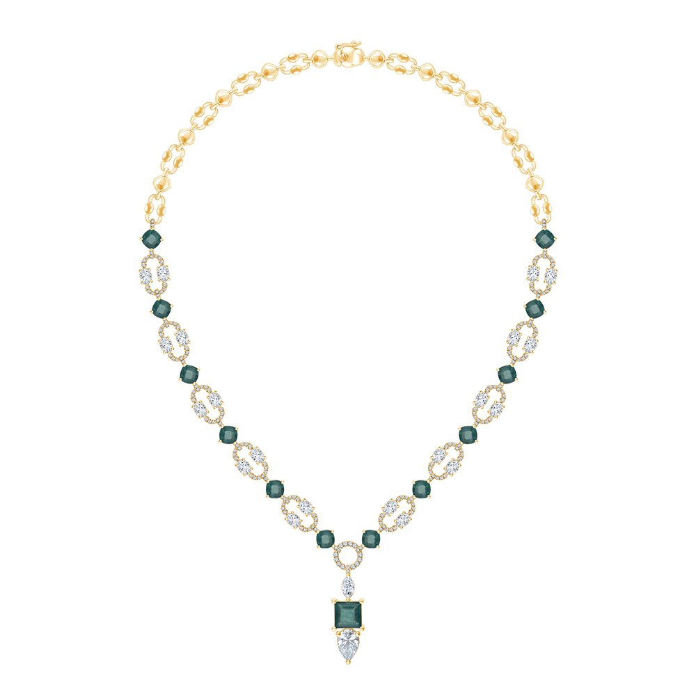 Princess Cut Semi Precious Stone Necklace