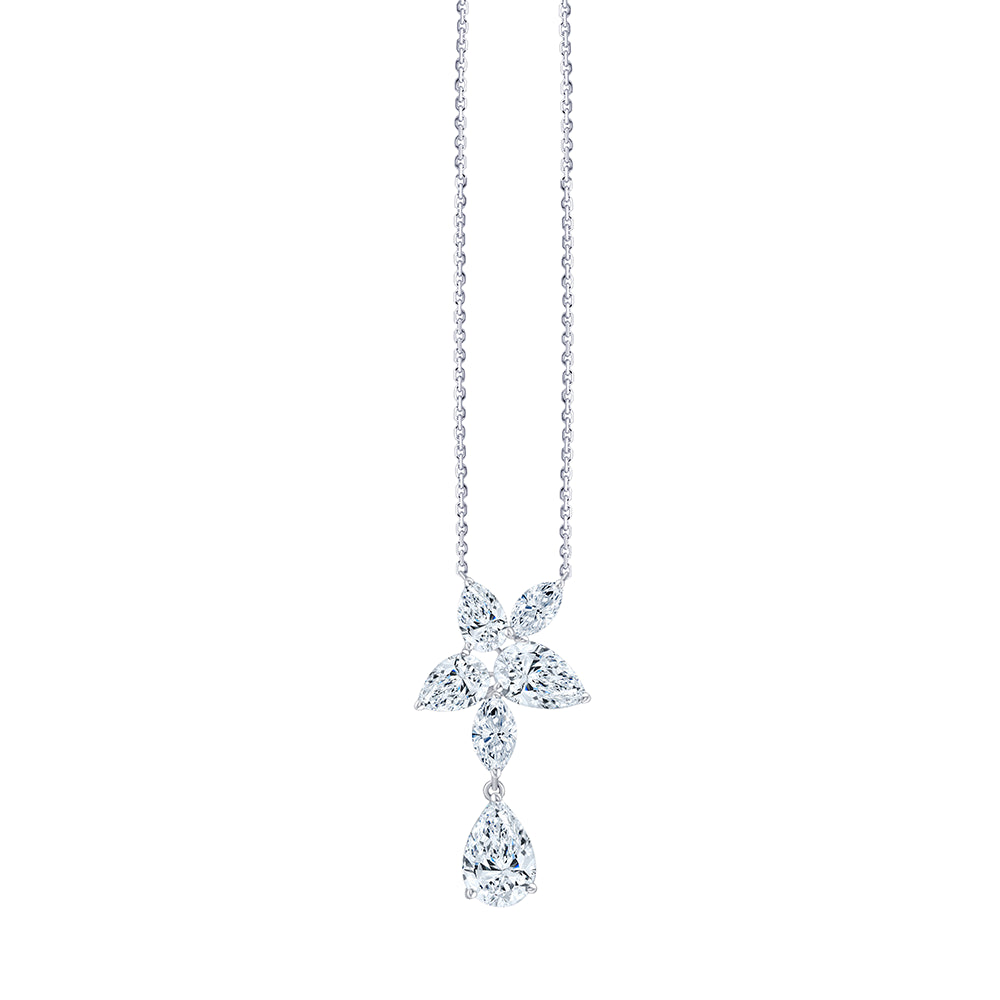Pear and Marquise Petal Drop Pendant