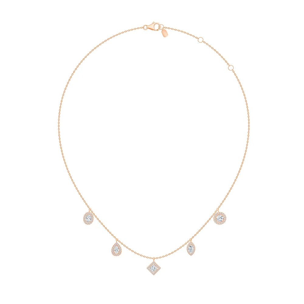 Mixed Cut Halo Station Necklace in Milo Jewels lab-grown diamond jewellery
