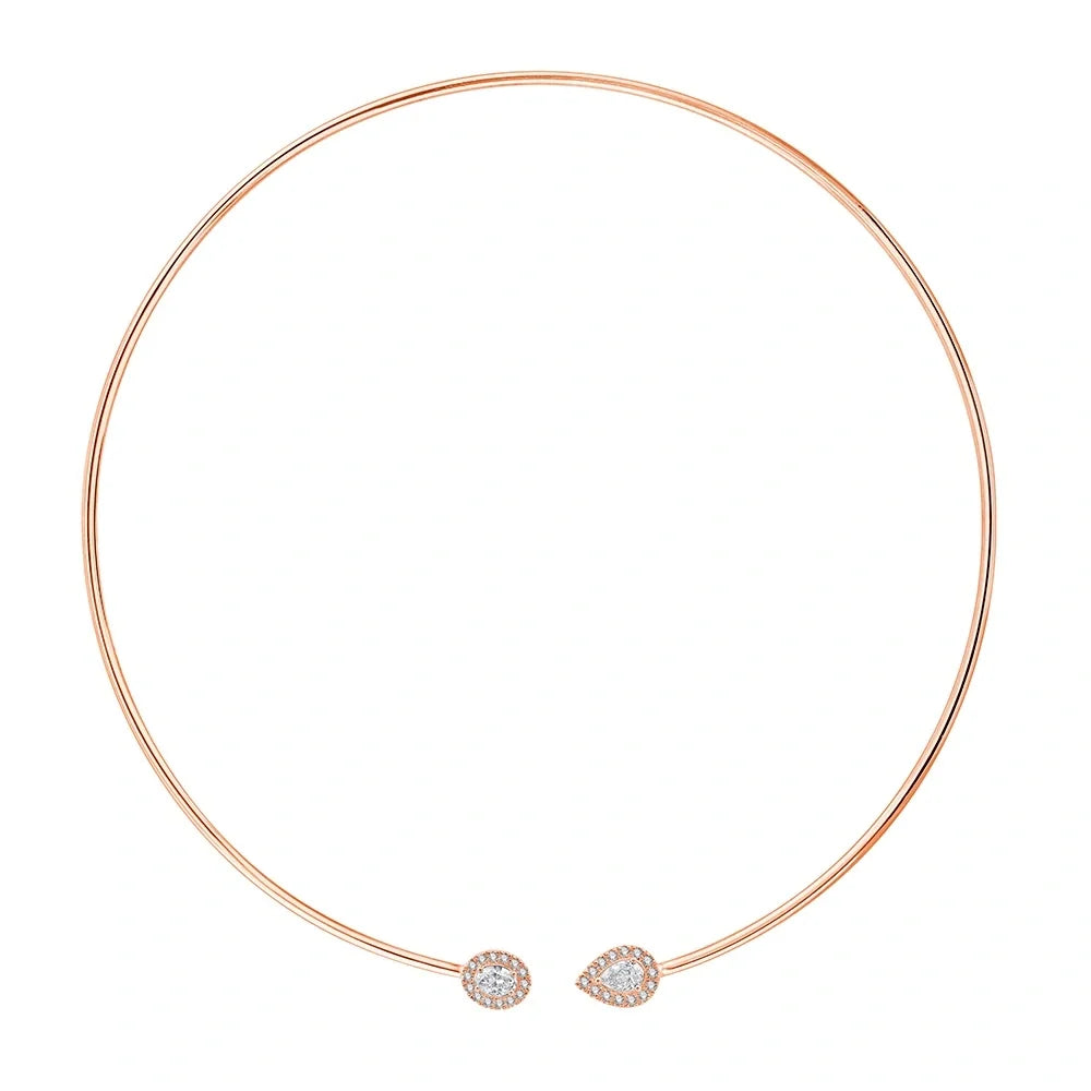 Oval and Pear Cut Halo Tube Necklace in Milo Jewels lab-grown diamond jewellery