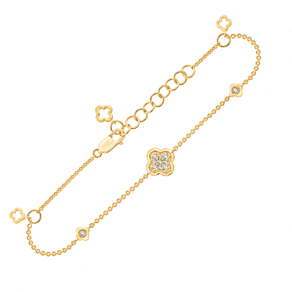 Clover Charm Diamond Stackable Bracelet 