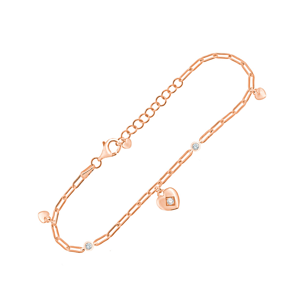 Heart Charm Diamond Stackable Bracelet
