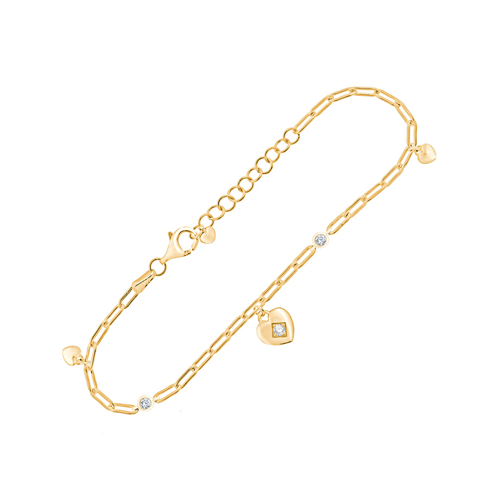 Heart Charm Diamond Stackable Bracelet