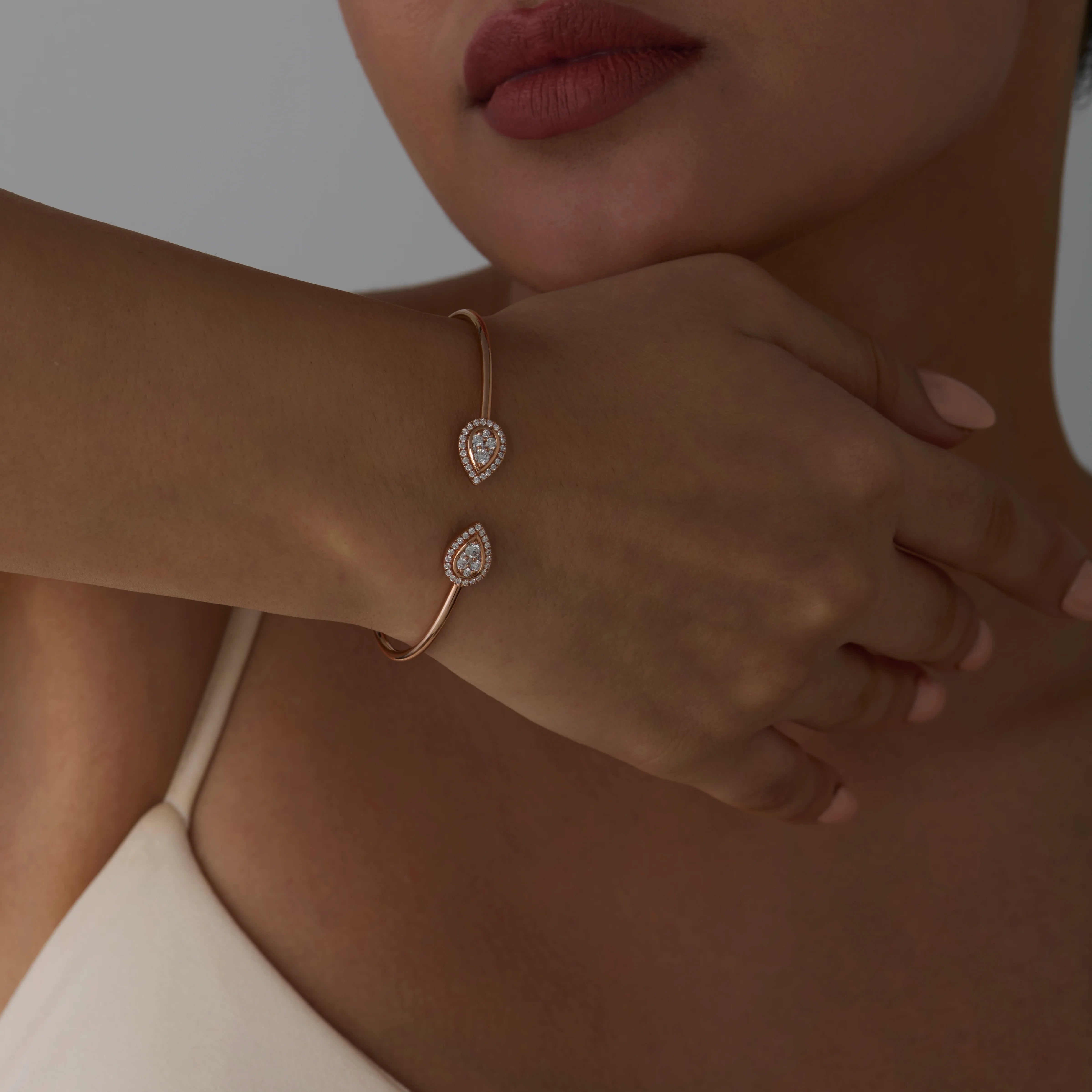 Pear Cluster Open Bracelet