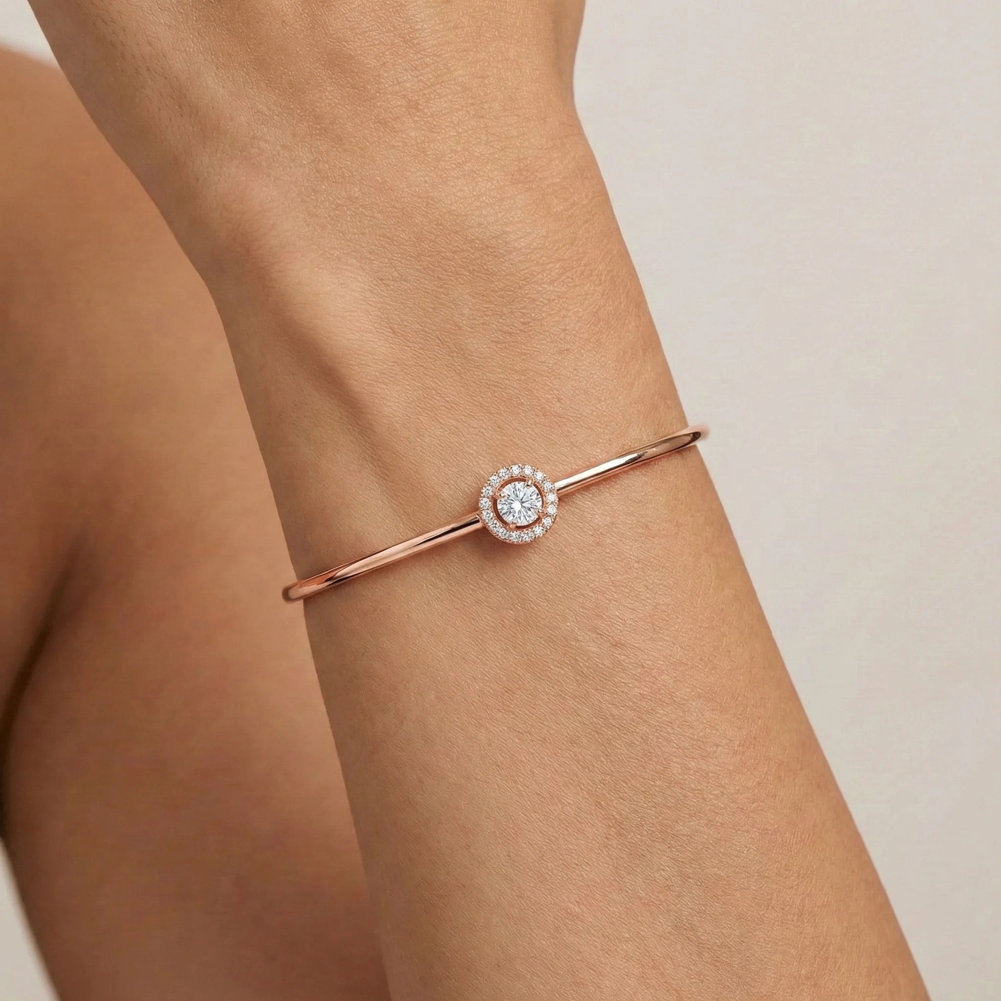 Brilliant Cut Halo Tube Bracelet