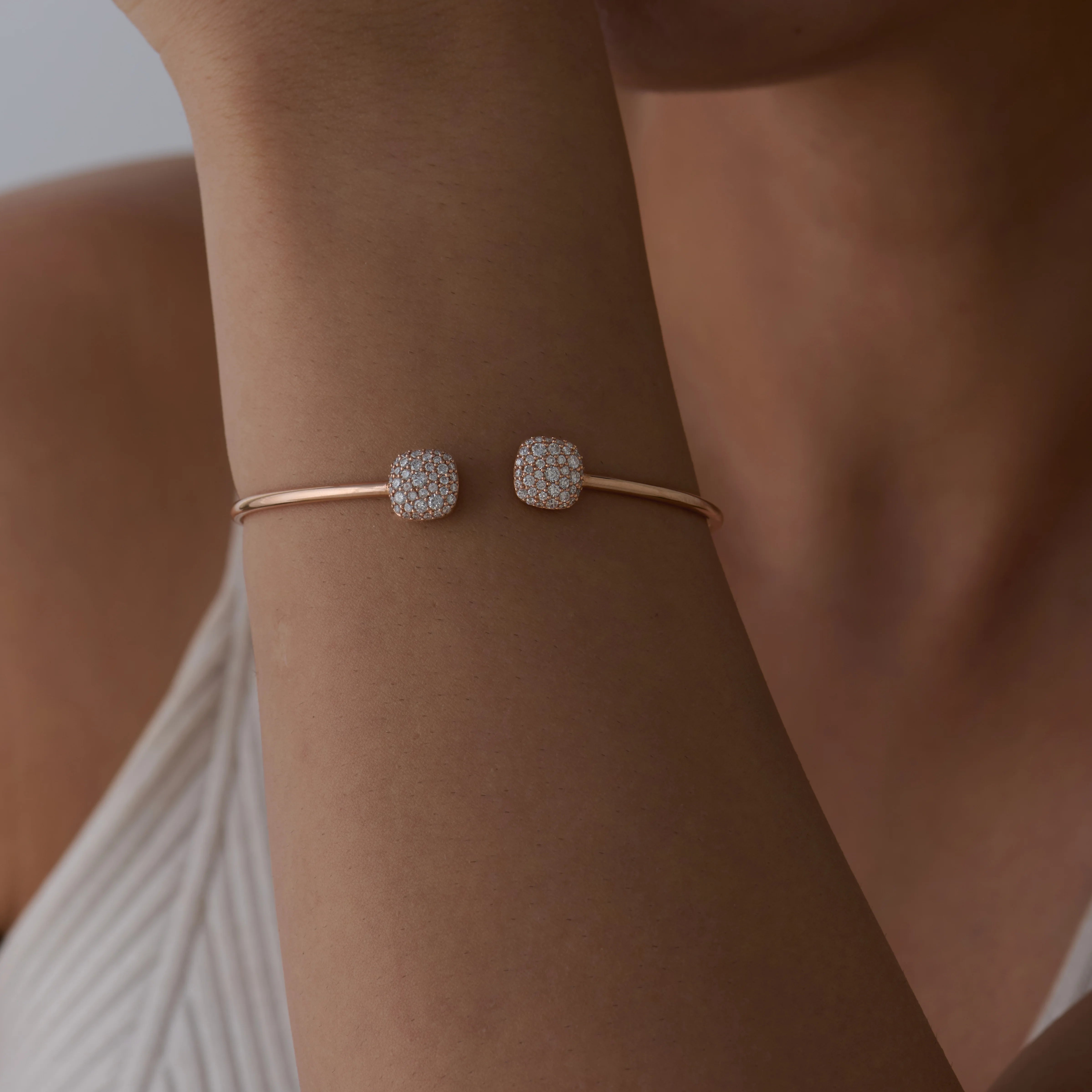 Cushion Cluster Open Bracelet