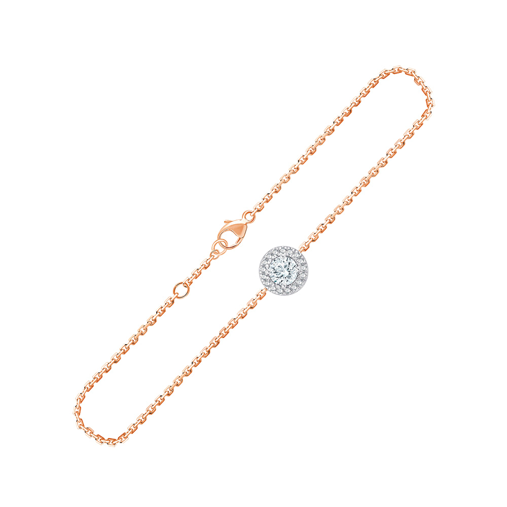 05 Carat Brilliant Cut Halo Chain Bracelet 
