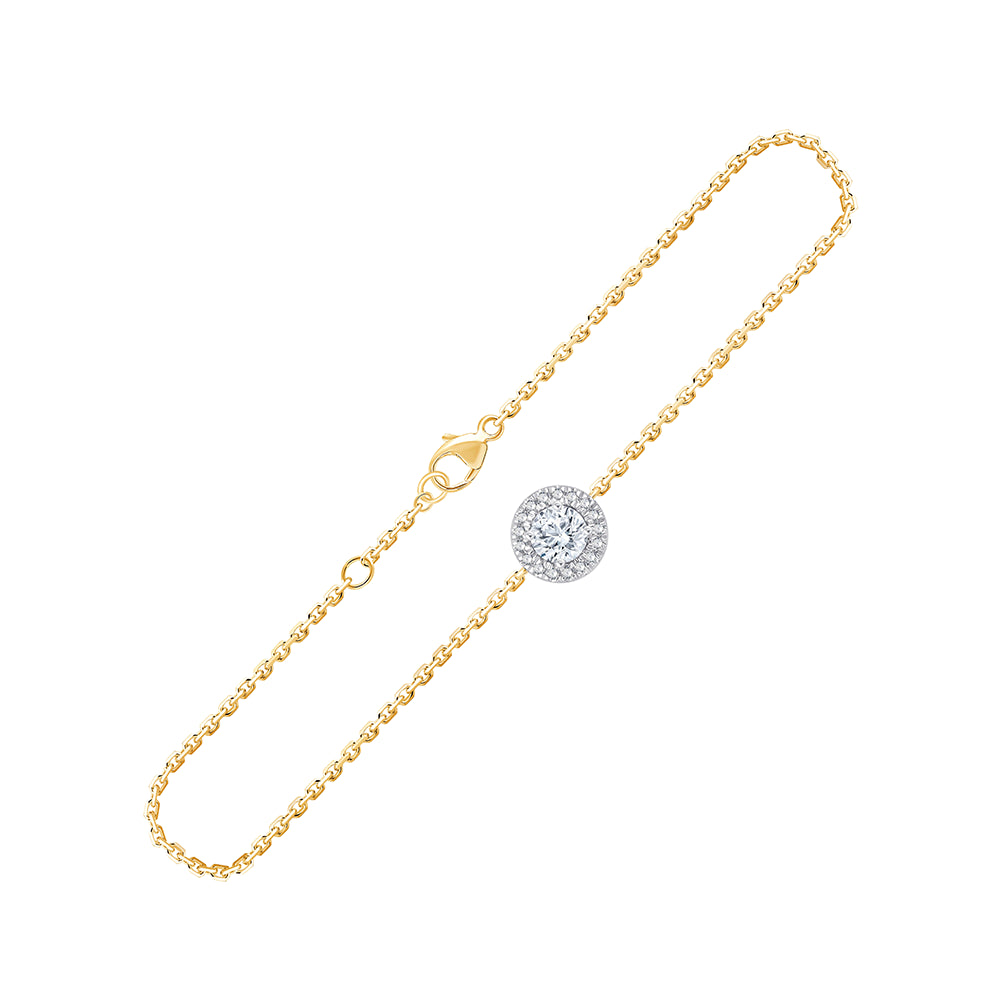 05 Carat Brilliant Cut Halo Chain Bracelet 