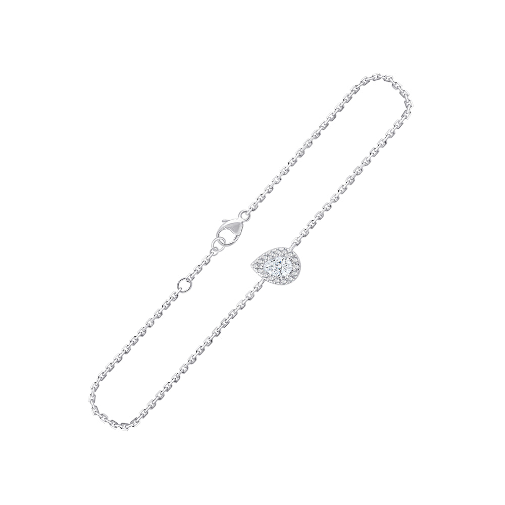 Pear Cut Halo Chain Bracelet 