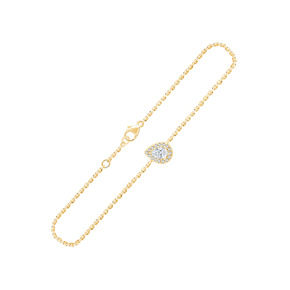 Pear Cut Halo Chain Bracelet 