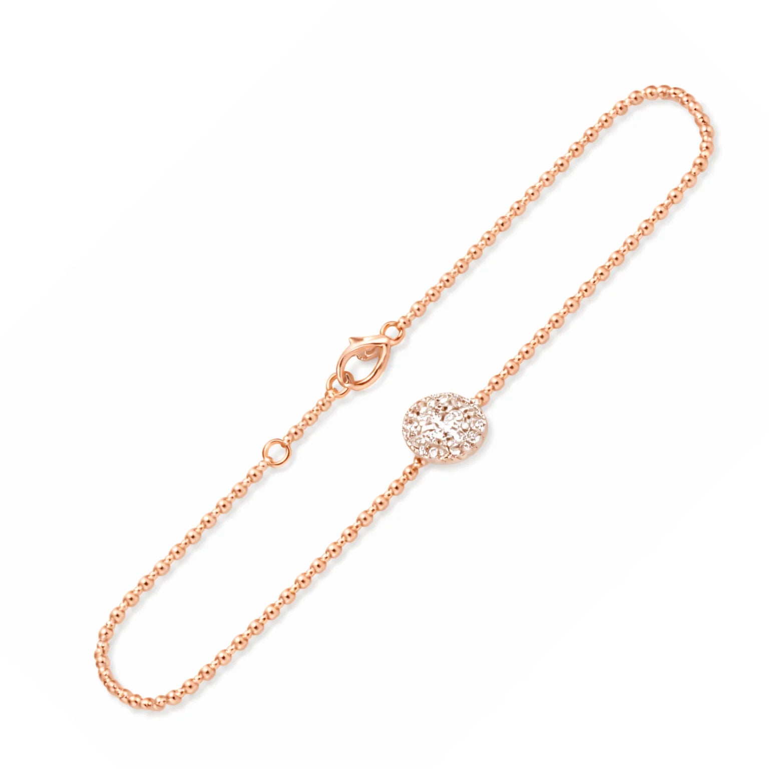 03 Carat Oval Cut Halo Chain Bracelet 