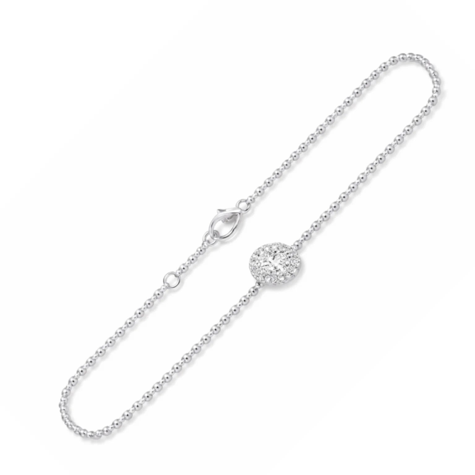 03 Carat Oval Cut Halo Chain Bracelet 