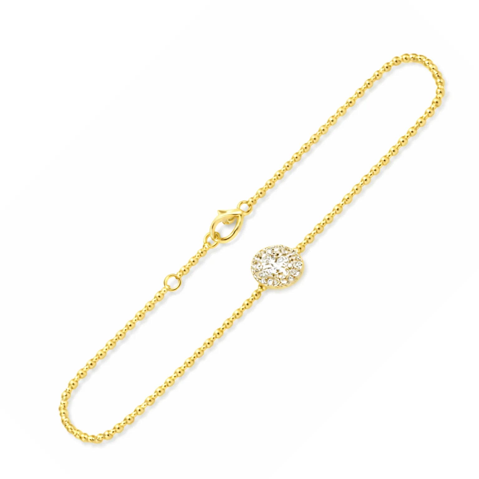 03 Carat Oval Cut Halo Chain Bracelet 