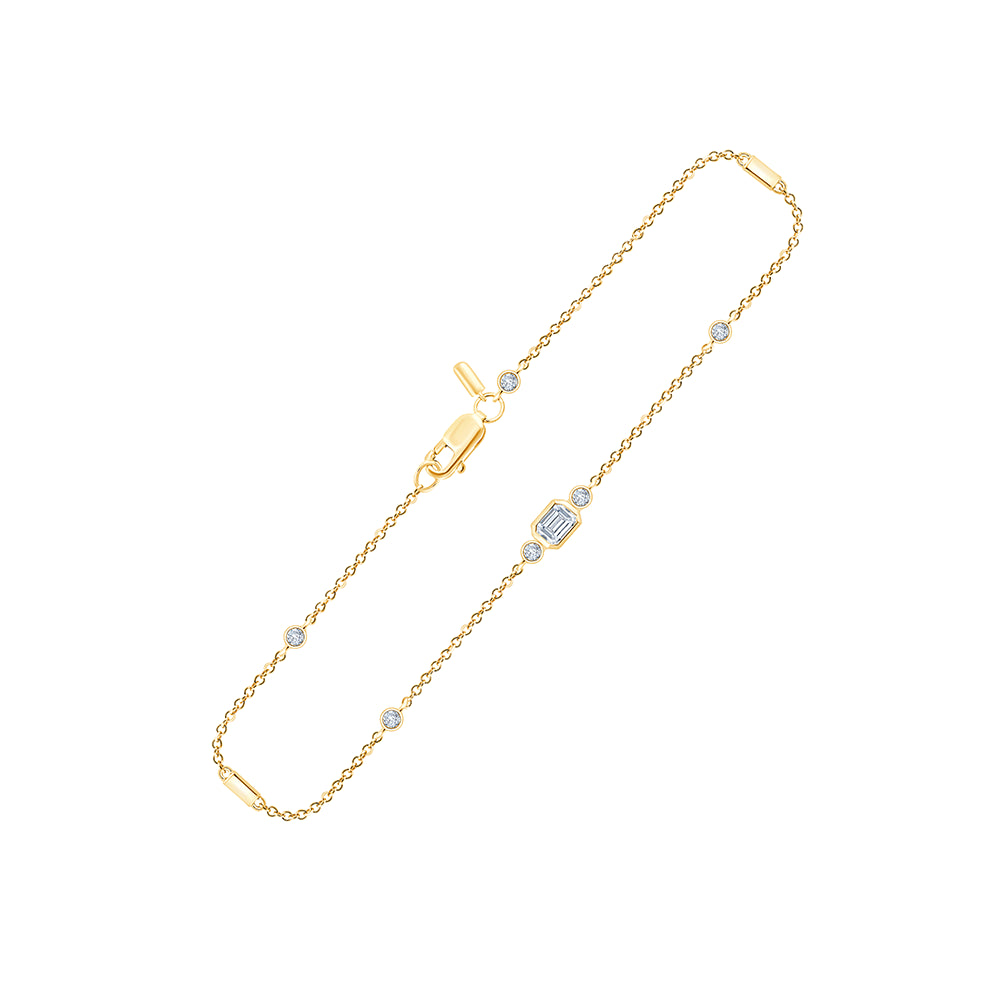 Emerald Cut Stackable Chain Bracelet