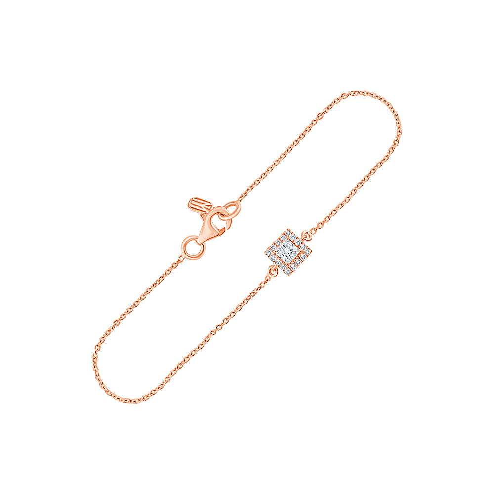 Princess Cut Halo Chain Bracelet 