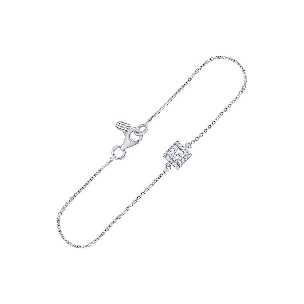 Princess Cut Halo Chain Bracelet 