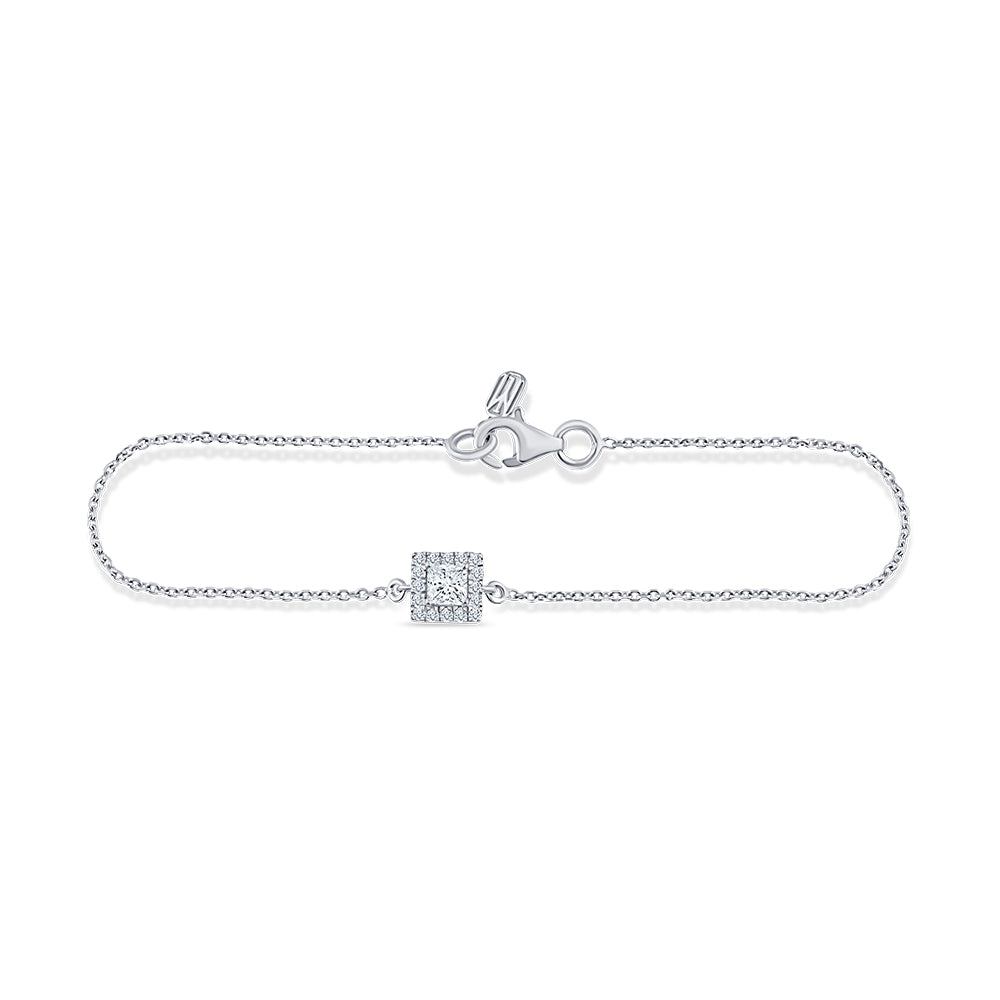 Princess Cut Halo Chain Bracelet 