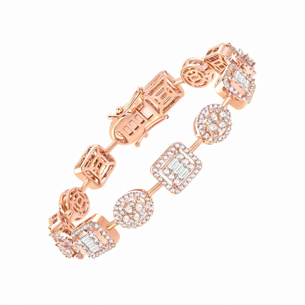 Mixed Cut Cluster Station Tennis Bracelet 
