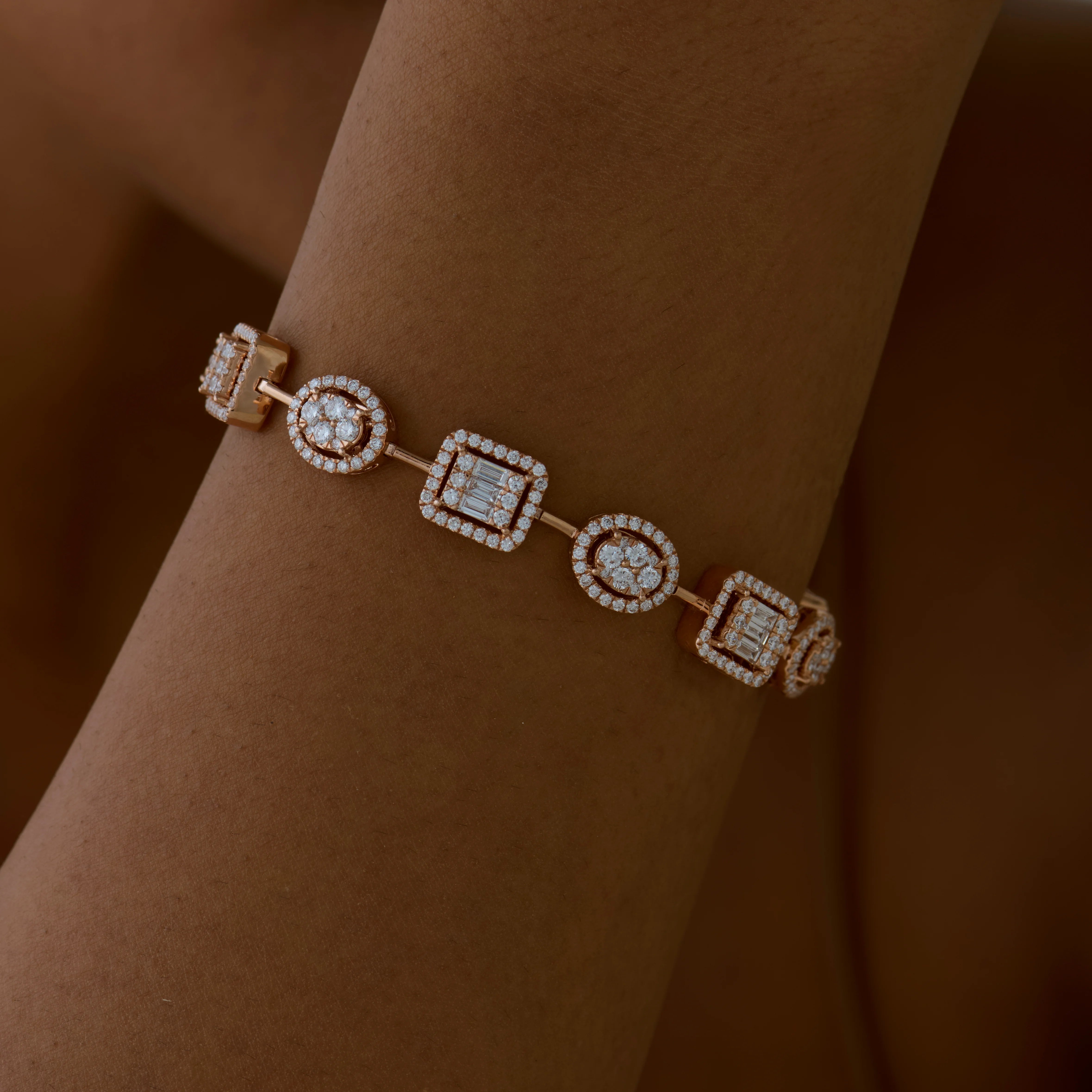 Mixed Cut Cluster Station Tennis Bracelet 