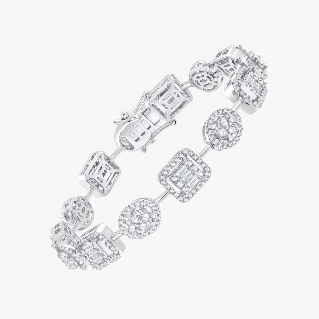 Mixed Cut Cluster Station Tennis Bracelet 
