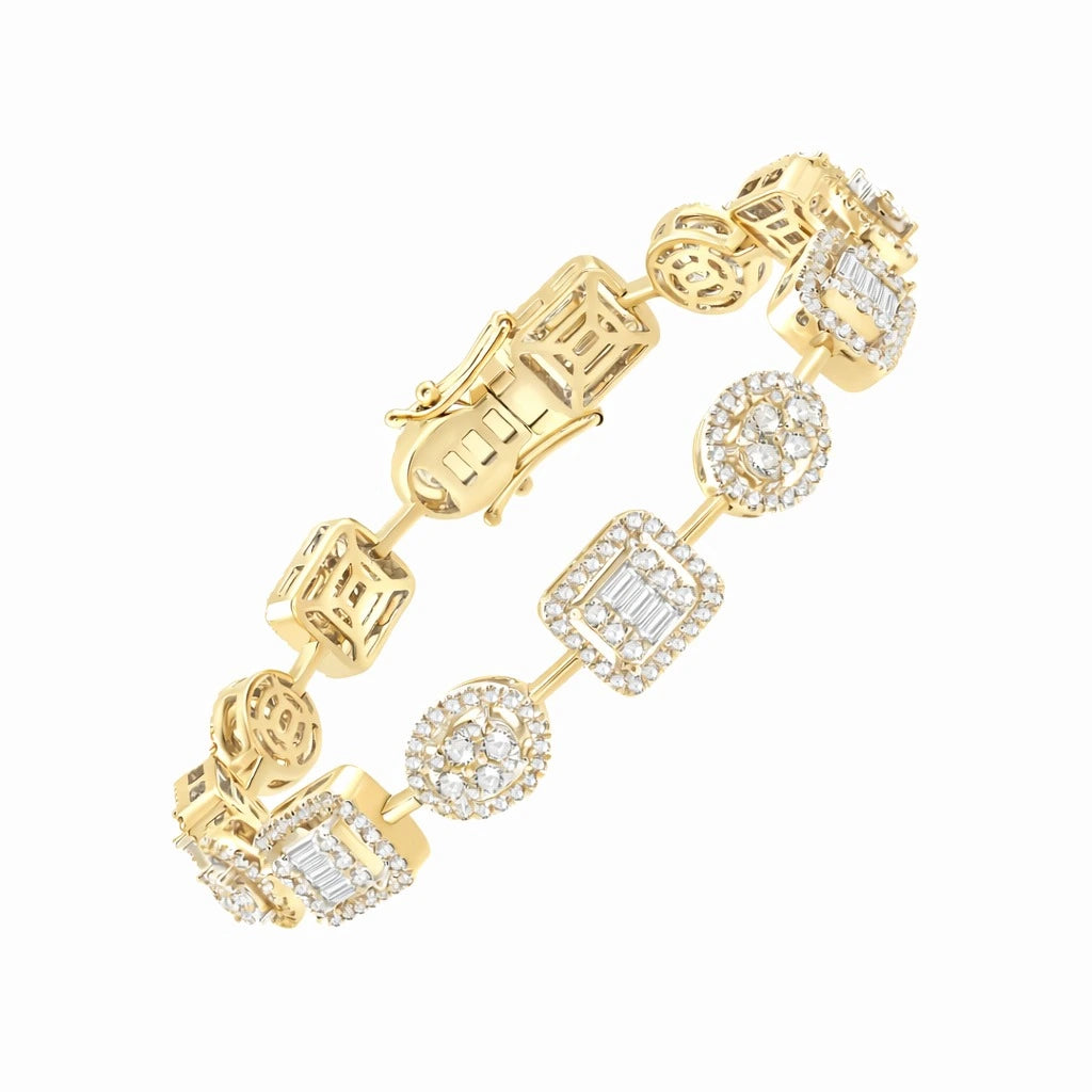 Mixed Cut Cluster Station Tennis Bracelet 