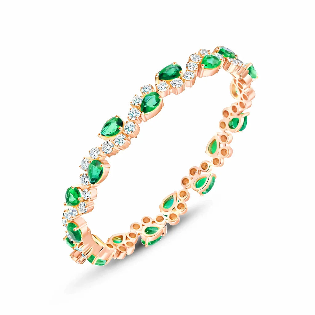 Pear Cut Semiprecious Emerald Oval Bracelet