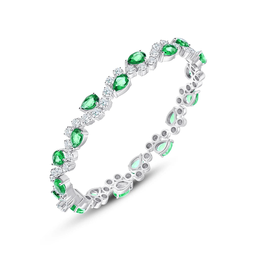 Pear Cut Semiprecious Emerald Oval Bracelet