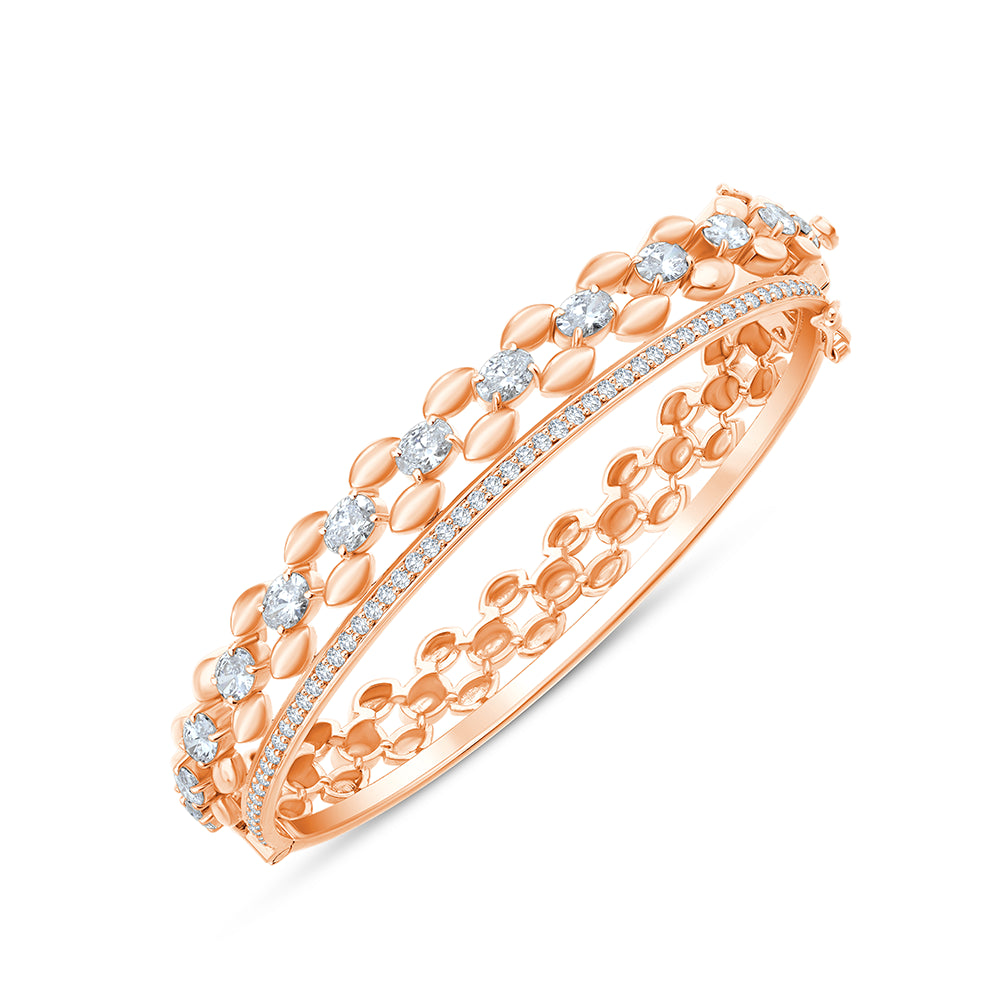 Mixed Cut Checkers Line Oval Bracelet