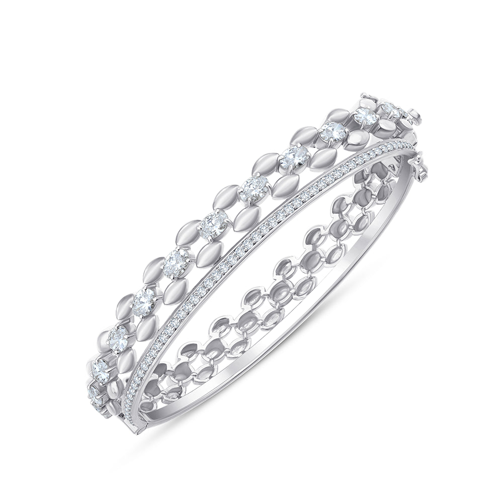Mixed Cut Checkers Line Oval Bracelet